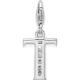 thumbnail image 3 of Sterling Silver Amore La Vita Rhodium-Plated Cz Letter T Initial Charm (0.5 X 12) Made In Thailand qcc104t, 3 of 5