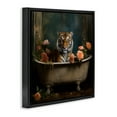 thumbnail image 2 of Tiger in Floral Bathtub Black Floating Frame Canvas Art, 18 x 18, Made In USA, 2 of 8