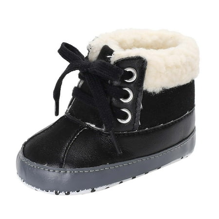 

Aoochasliy Winter Toddler Boots Christmas Clearance Winter Toddler Baby Boys Girls Front Strap Thicken Velvet Snow Boots