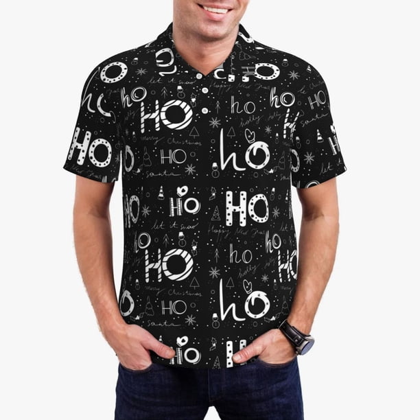Balery Ho-Ho-Ho 2 Camisa Polo de Hombre con Estampado, de Manga Corta y Tejido Medio, Camisa Tipo Golf Polo-Medium