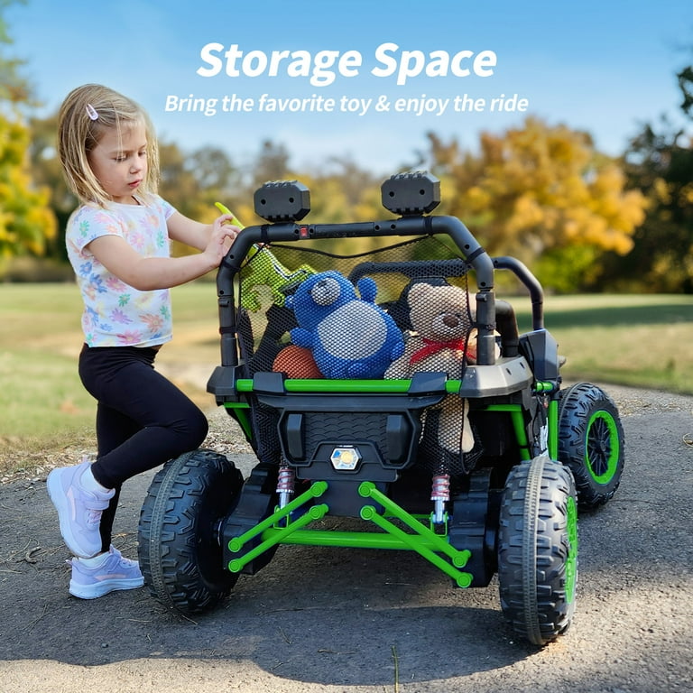 Hikiddo 24V 10Ah Ride on Toy, 4WD 2-Seater Electric Ride on Car UTV for Big Kids with Remote, 4*200W Motors - Green Hikiddo 24V 10Ah Ride on Toy, 4WD 2-Seater Electric Ride on Car UTV for Big Kids with Remote, 4*200W Motors - Green
