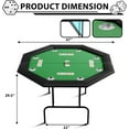 thumbnail image 3 of Table de Poker avec Pattes en Métal, Table de Poker Octogonale 8 Porte-Gobelets en Acier Inoxydable, Table de Jeu de Blackjack avec Barre Coussinée Résistante à l'Eau, 3 of 7