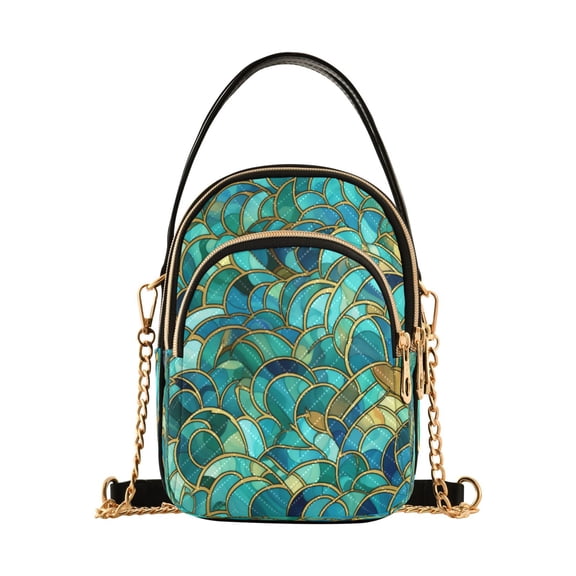 ALAZA Chain Crossbody Bags for Women Scales Green Shoulder Handbag Phone Purse
