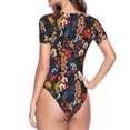 thumbnail image 4 of The Xecao Orchids Flowers Women's Crew Neck Body Suit, a short-sleeved bodysuit and basic swimsuit, both comfort and style for dating and daily life, 4 of 9