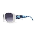thumbnail image 4 of Kids Size Girls Classic 90s Designer Style Wrap Rounded Rectangle Sunglasses White Blue Flower Arm, 4 of 4