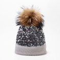 thumbnail image 2 of Generic Trendy Winter Faux Fur Pom Pom Beanie For Ladies Women Outdoor Warm Knitted Hat Dyed Ball Sequined Hat Ear Protection Hat In Winter Women'S Trendy Knit Head Scarf Hat, 2 of 5