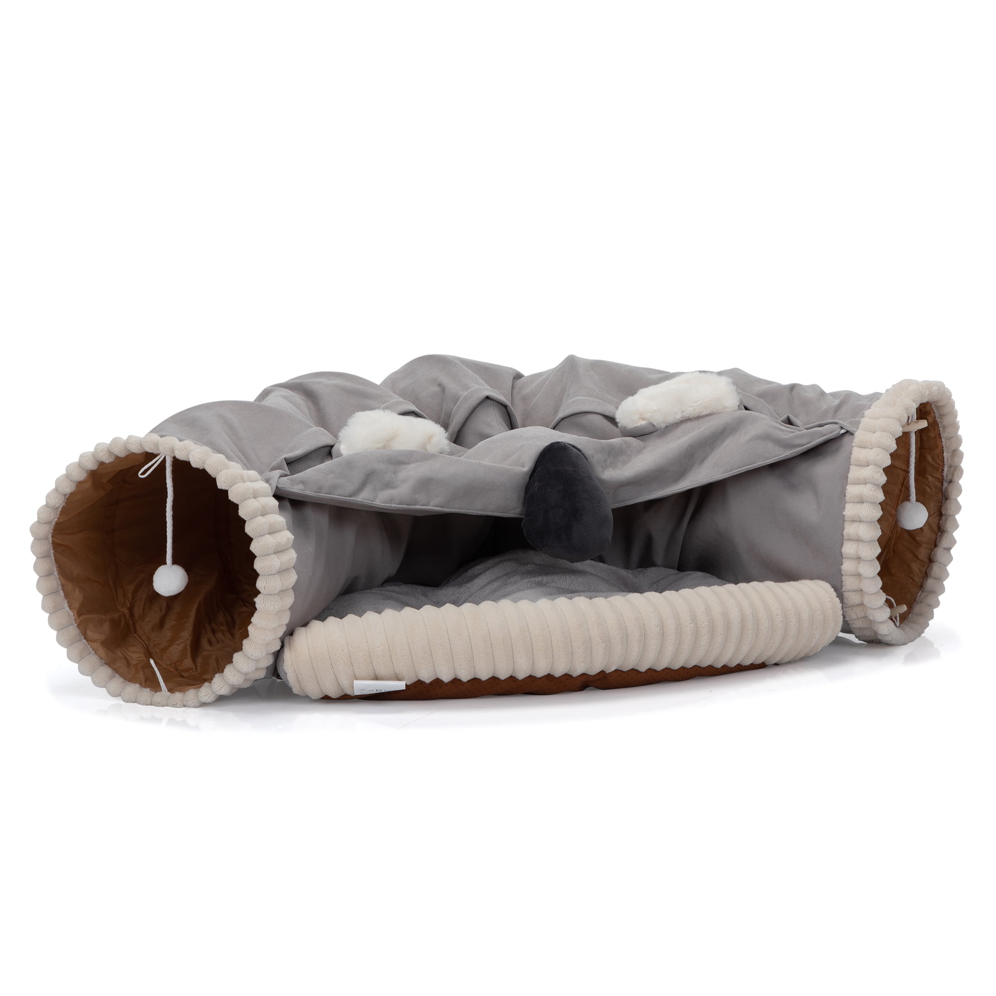 Pefilos 2-in-1 Large Cat Tunnel Bed for Indoor, Cat Tube with Collapsible Washable Cat Bed, Cat Toys for Small Medium Kitty City, Gray Pefilos 2-in-1 Large Cat Tunnel Bed for Indoor, Cat Tube with Collapsible Washable Cat Bed, Cat Toys for Small Medium Kitty City, Gray