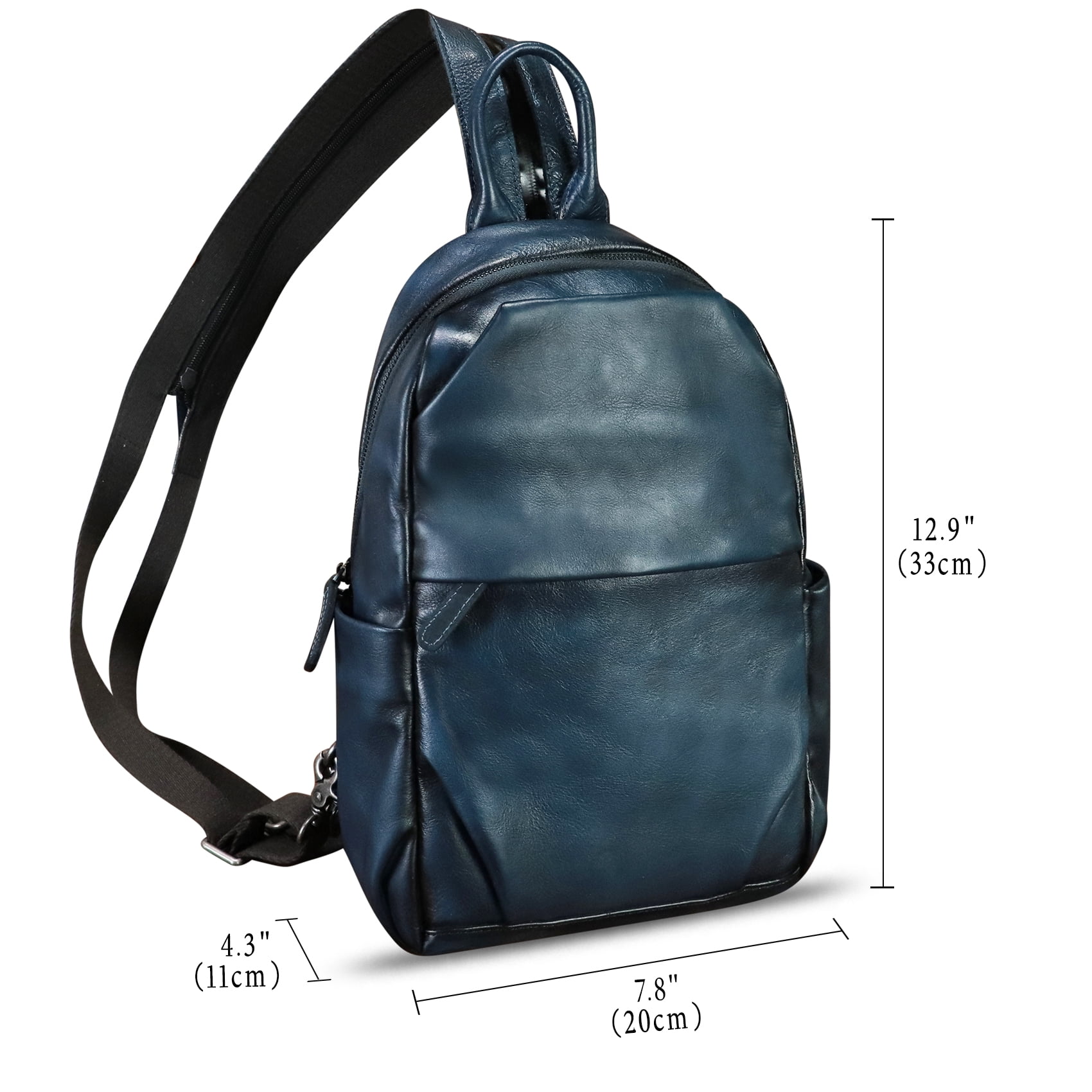 Genuine Leather Sling Bag for Men Women Retro Sling Backpack Purse Crossbody Bag