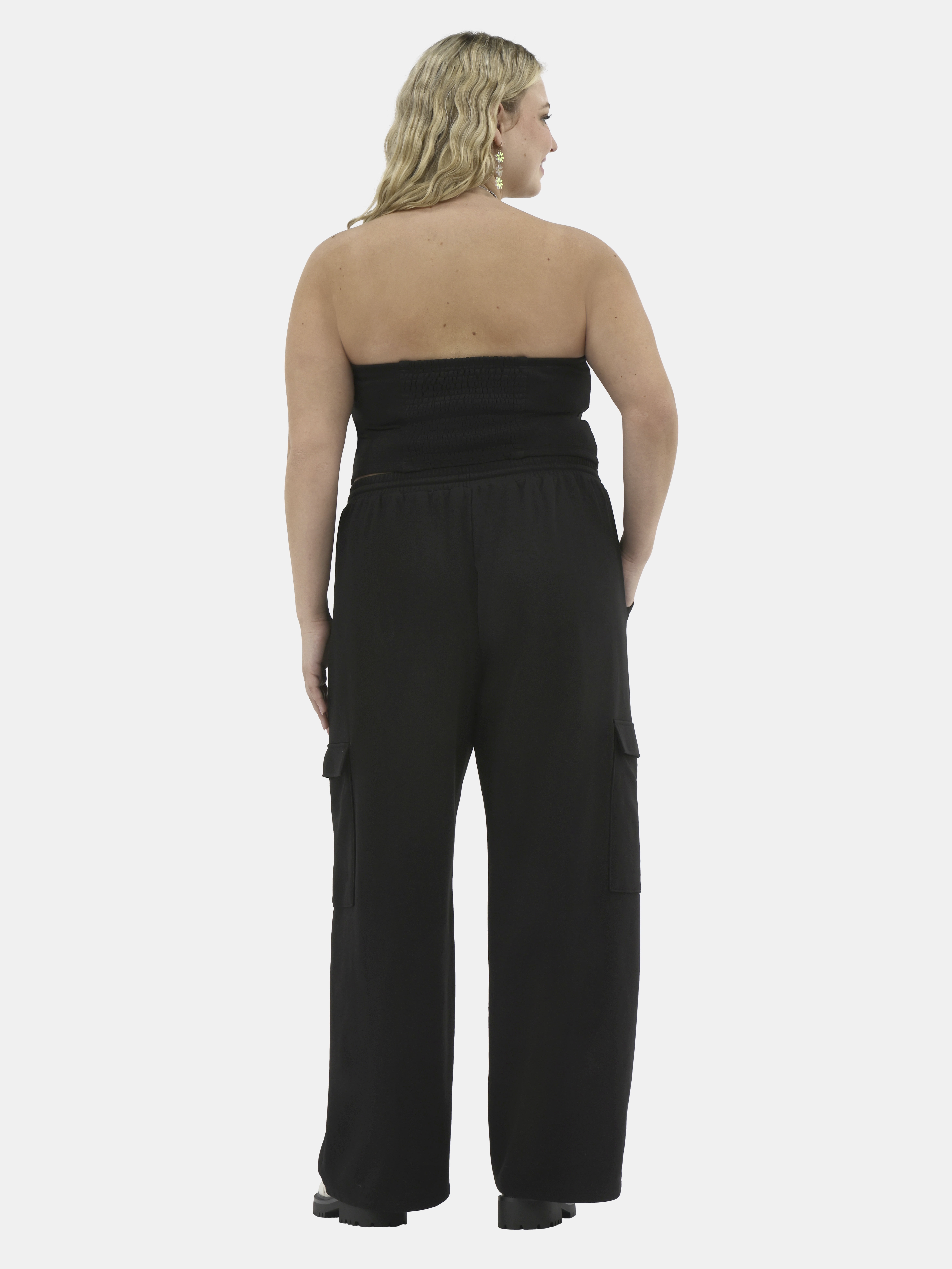 No Boundaries Tube Top and Cargo Sweatpants Set, 2-Piece, Women's