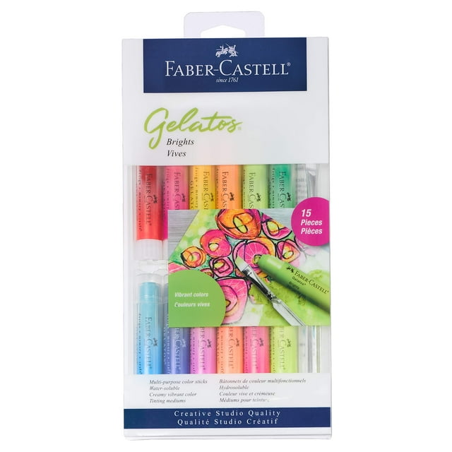 Lápices de colores en gel para acuarela Faber-Castell Gelatos Brights, 12 colores