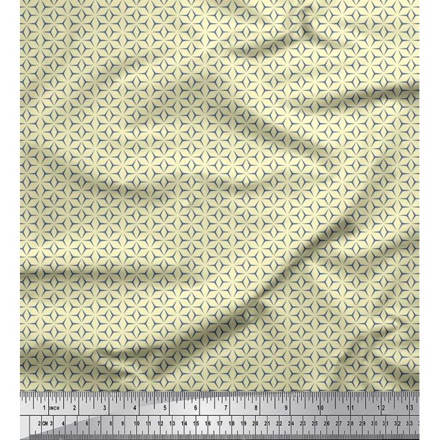 Soimoi Tissu Popeline de Coton Imprimé Géométrique Petit Tissu 1 Yard 42 Pouces de Large