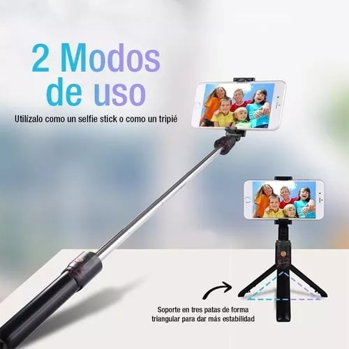 KIT 2 BASTONES SELFIE STICK CON CONTROL REMOTO BLUETOOTH