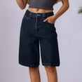 thumbnail image 2 of WENWU Women Solid Baggy Denim Shorts Straight Leg Denim Shorts Casual Knee Length Jean Jorts with Pockets Size 20 Pants for Women Olive Clothes for Women, 2 of 5