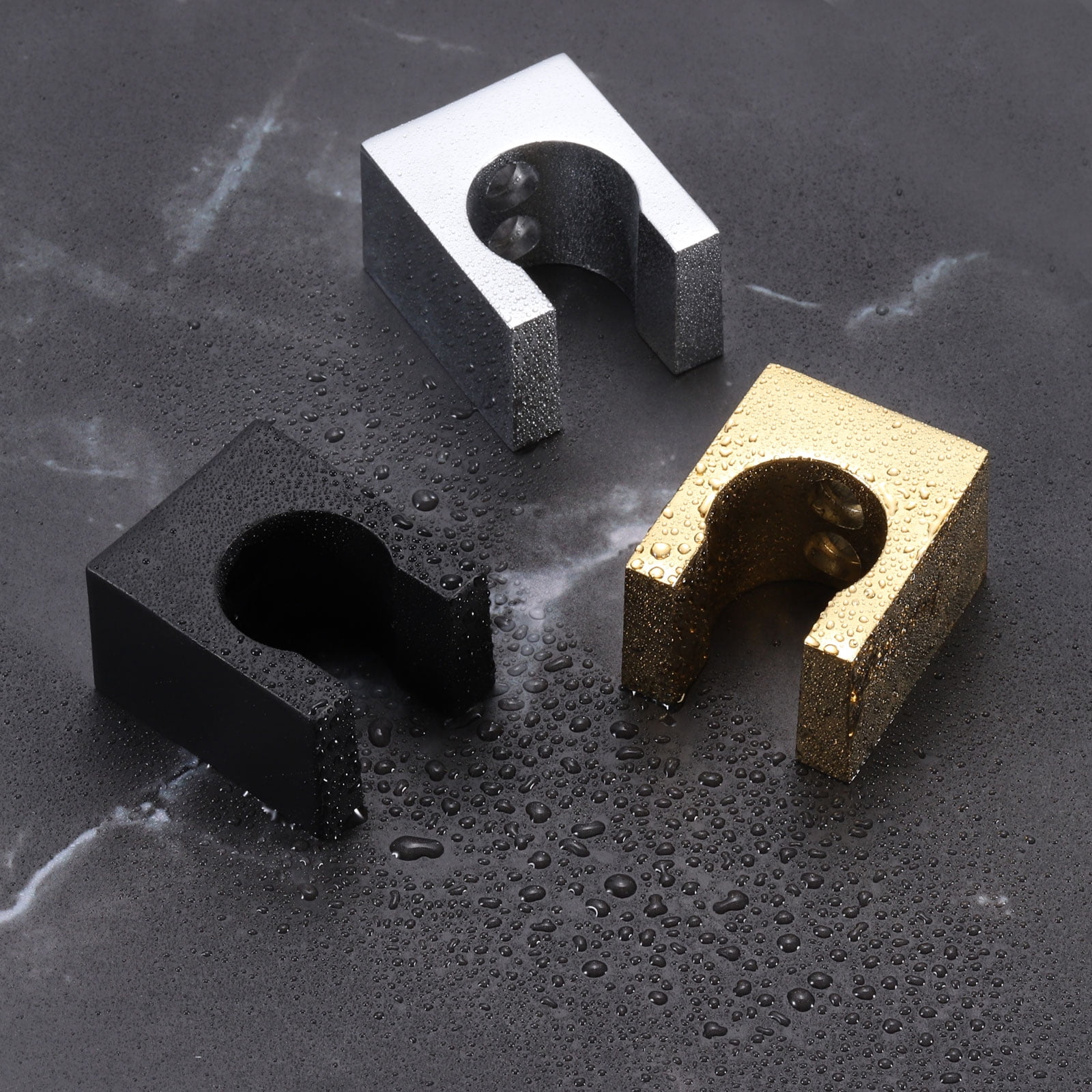 Unique Bargains Shower Head Holder Bidet Sprayer Support Clips Screws Black