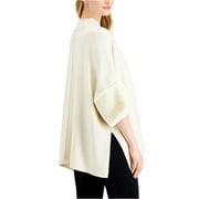 ALFANI Womens Ivory Faux Fur Cuffed Turtle Neck PONCHO Sweater Size M