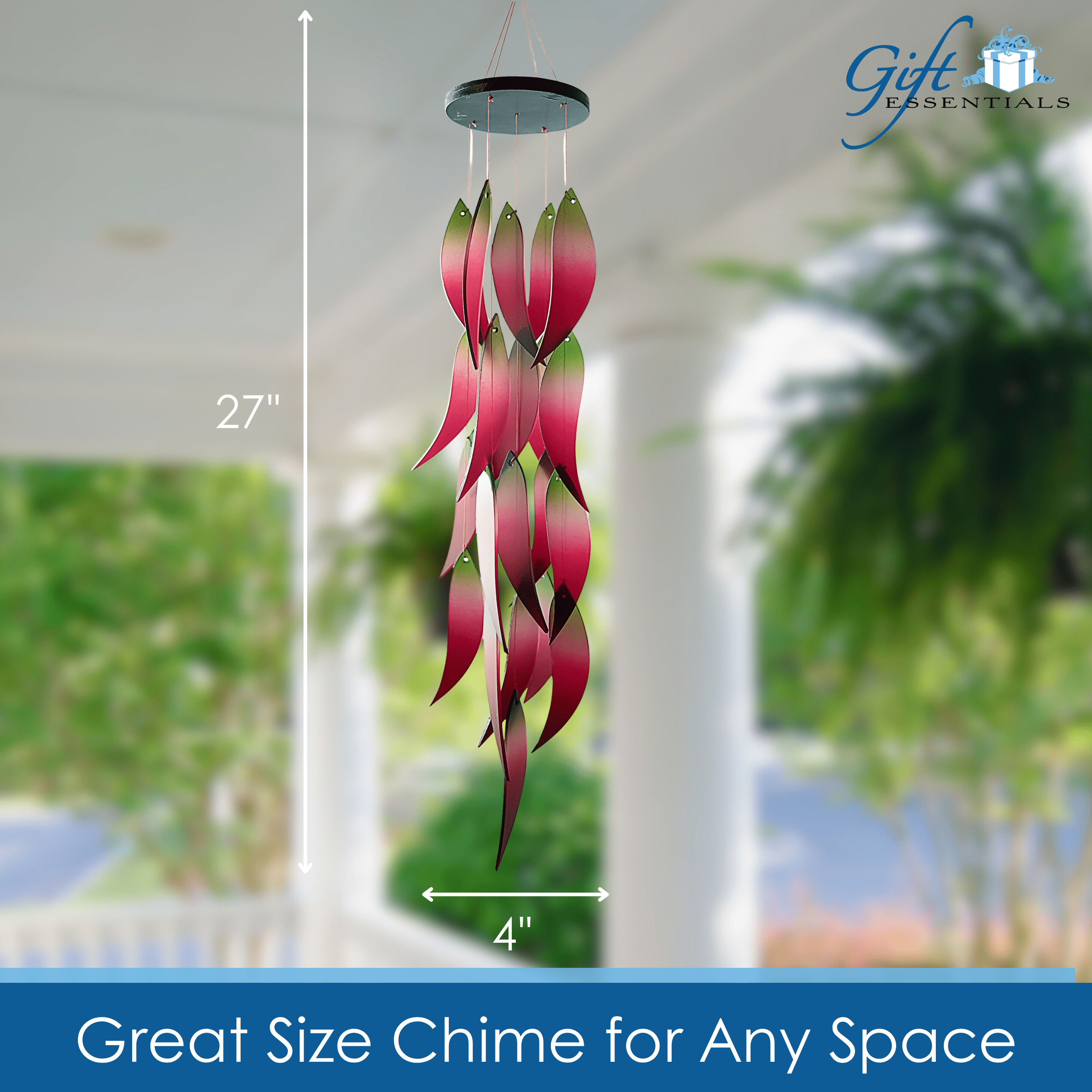 Blue Handworks Wind Chimes Hot Chiles Sandblasted Glass Wind Chime for Outdoor