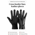 thumbnail image 4 of Yuanlong Gloves Winter Touchscreen Solid Color PU Leather Lined Gloves Outdoor Cycling And Driving Thermal Finger Gloves, 4 of 7