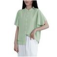 thumbnail image 1 of Camisas de Manga Corta para las Mujeres Casual, Botón de Cuello en V de la Moda de Verano, Top Suelto/Camisa Casual, 1 of 8