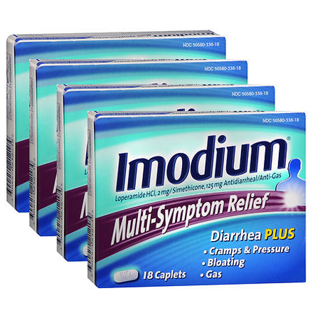 Imodium Relief Multi-Symptom pack Caplets 18 caplets de 4
