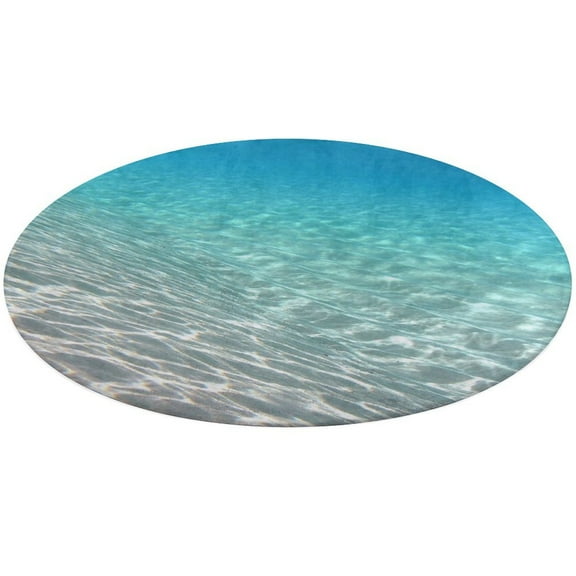 Bright Sunshine Through Deep Blue Sea Round Small Area Rug, Print Non Slip Washable Floor Mat, Soft Throw Rug for Living Room, Powder Room Entryway, Bathroom, Bedside