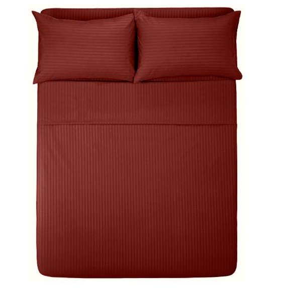 The Great American Store- 4PC Sheet Set (Full, Stripe Burgundy) 11 Inch Deep, 1800 Series Double Brushed Microfiber - Easy Care, Fade, Shrink and Wrinkle Resistant