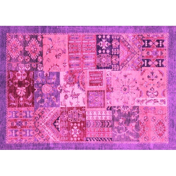 Ahgly Company Indoor Rectangle Abstract Pink Modern Area Rugs, 6' x 9'