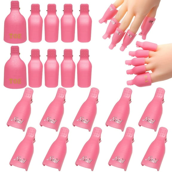 20 PCS Nail Polish Remover Clips,Toenail and Finger Gel Nail Polish Remover Clips Acrylic Nail Art Soak Off Clip Caps (Pink)