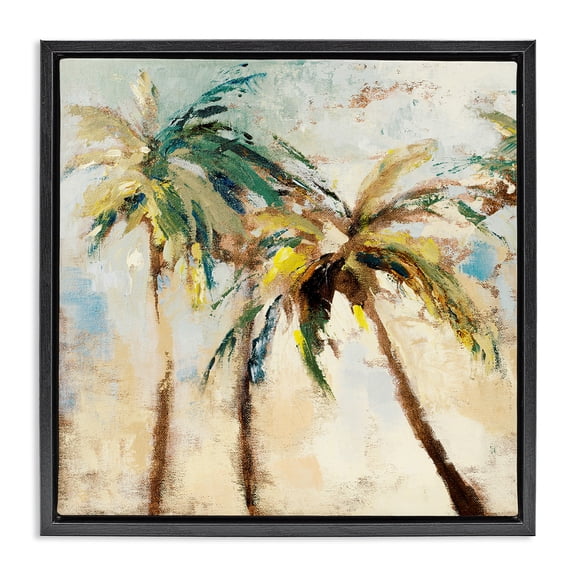 Stupell Industries Coastal Tall Palm Trees Abstract Black Floating Frame Canvas Art, 18 x 18, by Lanie Loreth