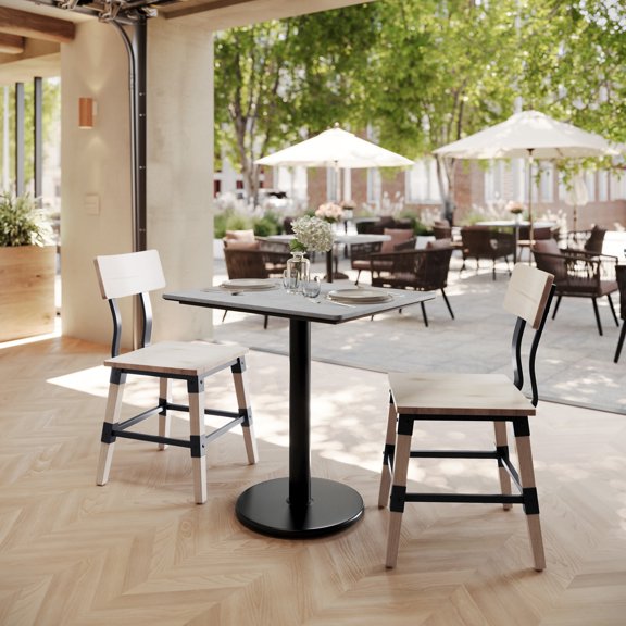 Flash Furniture 30" x 24" Tabletop with TopGuard HPL Technology in Gray Faux Concrete with 18" Black Table Height Base