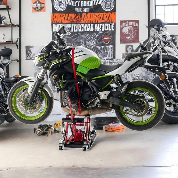 YINGYING Hydraulic Motorcycle Lift Jack, 1500 LBS ATV Scissor Lift Jack with Wheels and Handle Motorcycle Lift Table