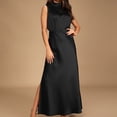 thumbnail image 4 of Vestidos de Fiesta Elegantes de noche largo con abertura lateral y cuello falso para mujer para cóctel Ygjytge Negro T S para Mujer, 4 of 7