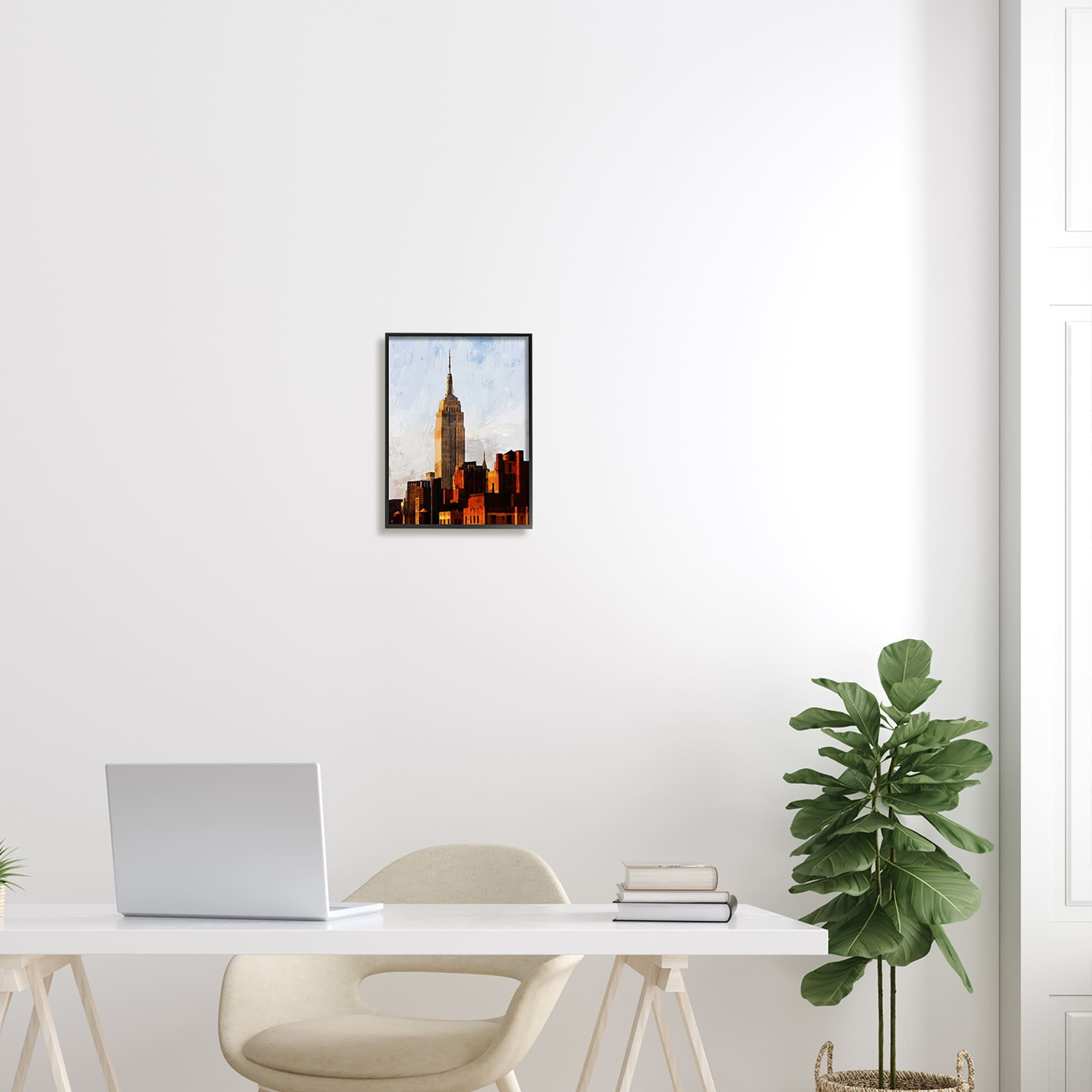 Stupell Industries Empire State Building Cityscape Town & City Painting Black Framed Art Print Wall Art