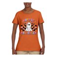 thumbnail image 2 of Wild Bobby Hippie Halloween Ghost Bats Stars Halloween Pink Orange Purple Halloween Halloween Women Graphic Tee, Orange, 3X-Large, 2 of 6