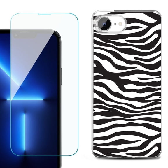 Phone Case for iPhone 17e, with Screen Protector, by OneToughShield - Zebra B/W