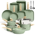 thumbnail image 1 of 17 Pieces Induction Cookware Set with Griddle, Green Granite Pots and Pans Set Non Stick, Healthy Nonstick Cooking Pans Set, 1 of 8
