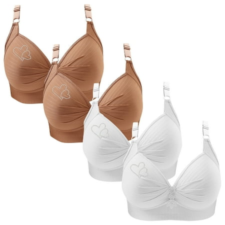 Lisbinx Bras for Women Full Coverage 4PC Woman s Printing Gathered Together Large Size Daily Bra Underwear No Rims Flash Deals