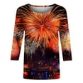 thumbnail image 5 of Awdenio New Years Eve Outfits Women 3/4 Sleeve Round Neck New Year Printed Graphic Oversize Tops, 5 of 5