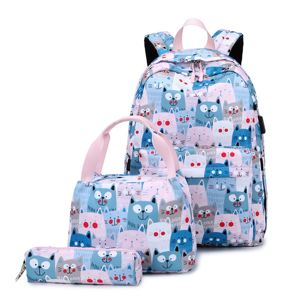 School Bag Kids 3-in-1 Bookbag Set, Laptop Backpack Lunch Bag Pencil Case Gift for Teen Girls Womens (Pink) School Bag Kids 3-in-1 Bookbag Set, Laptop Backpack Lunch Bag Pencil Case Gift for Teen Girls Womens (Pink)