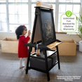 thumbnail image 2 of Little Partners Deluxe Learn 'N Play Toddler Easel for Kids, Two-Sided Art Center with Chalkboard, Magnetic Dry Erase Whiteboard, Paper Feed, Storage Bins, Paint Containers - Charcoal with Natural, 2 of 9
