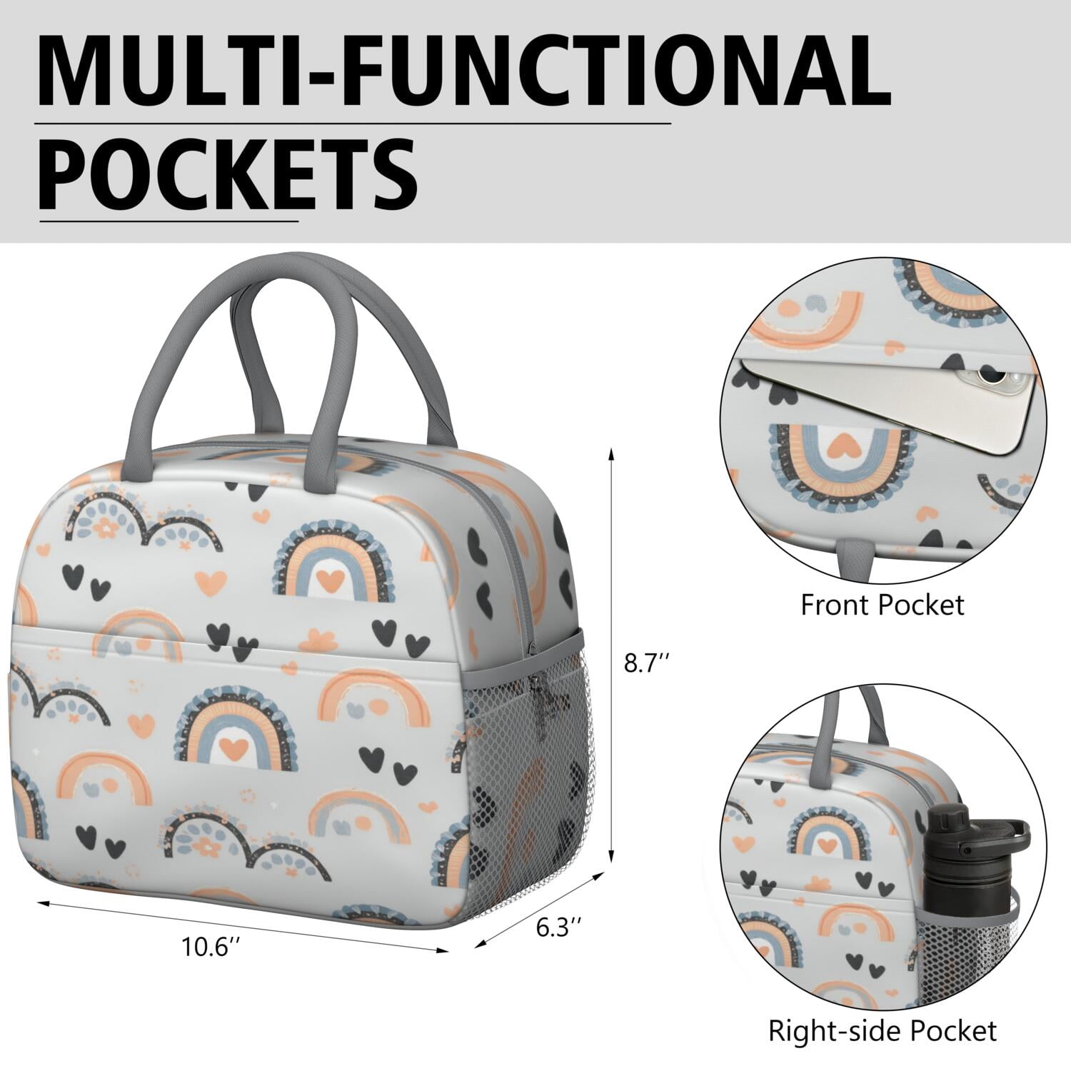 Lunch Bag Women,Cooler Bag for Women Adult Men,Small Leakproof Rainbow Cartoon Lunch Tote Office Lunch Cooler Bag for Work Office Picnic