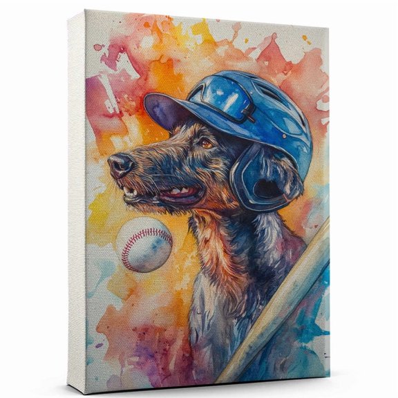 Irish Wolfhound Dog Stretched Canvas Size 8x12 Funny Irish Wolfhound Dog Canvas Wall Decor, Funny Dog Wall Art for Baseball Room