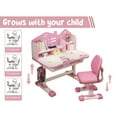 thumbnail image 5 of Meoldis Princess Kids Desk and Chair Set with Bookshelf, Adjustable Height Study Table with Storage Drawer, Pink Toddler Desk for Girls' Bedroom, 5 of 10