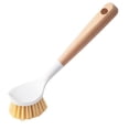thumbnail image 2 of Cepillo para platos de cocina de 10.2 pulgadas | Fregadora de macetas con mango de madera | Mango largo ergonómico | Cerdas de fibra que no rayan | Orificio para colgar | Limpiador de fregadero, 2 of 8