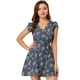 thumbnail image 1 of Vestido fluido floral con cinturón y cuello en V cruzado boho para mujer Flor azul M, 1 of 6