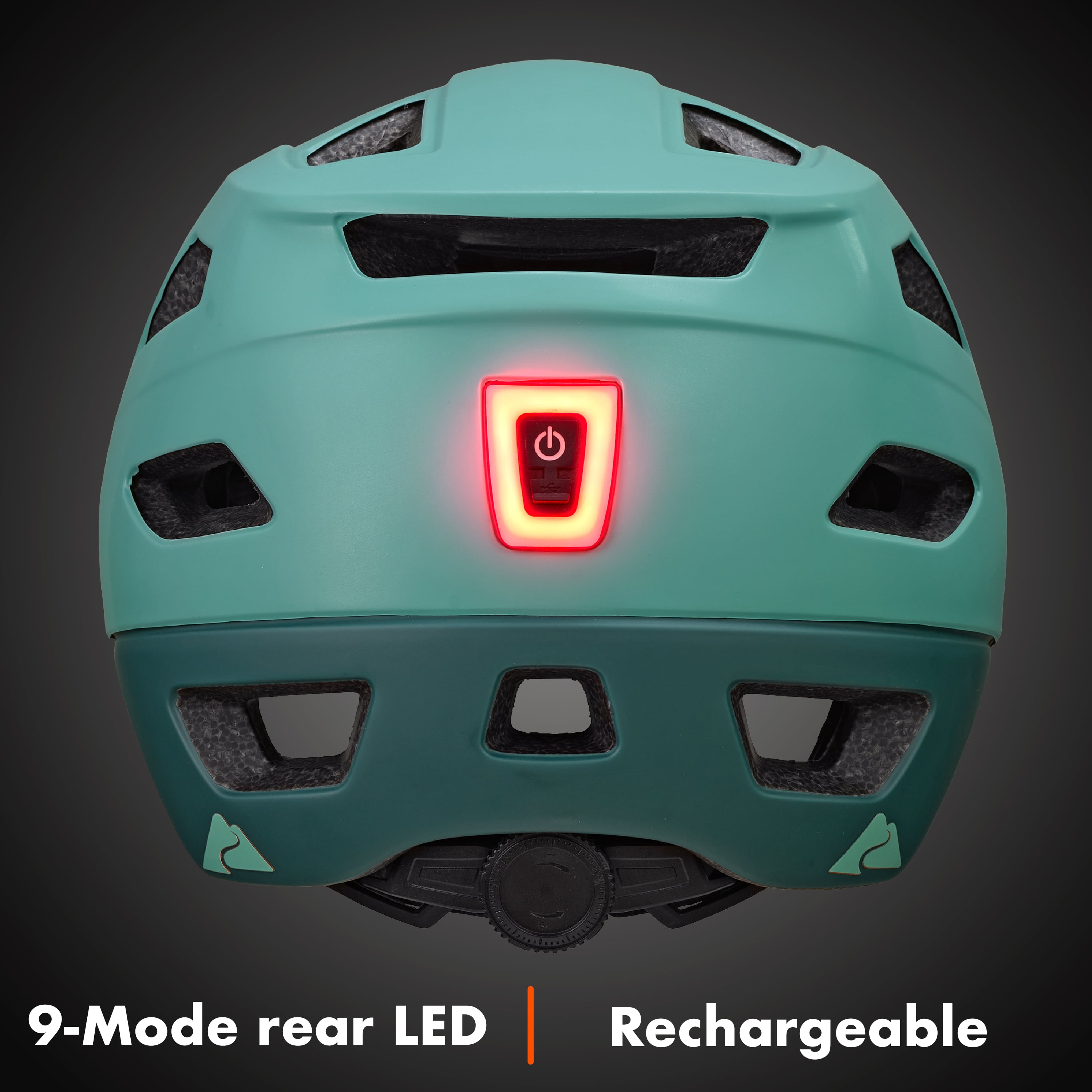 Ozark Trail Youth Rechargeable Light-Up Bike Helmet, Mint Green, 6-Mode LED, Ages 8+