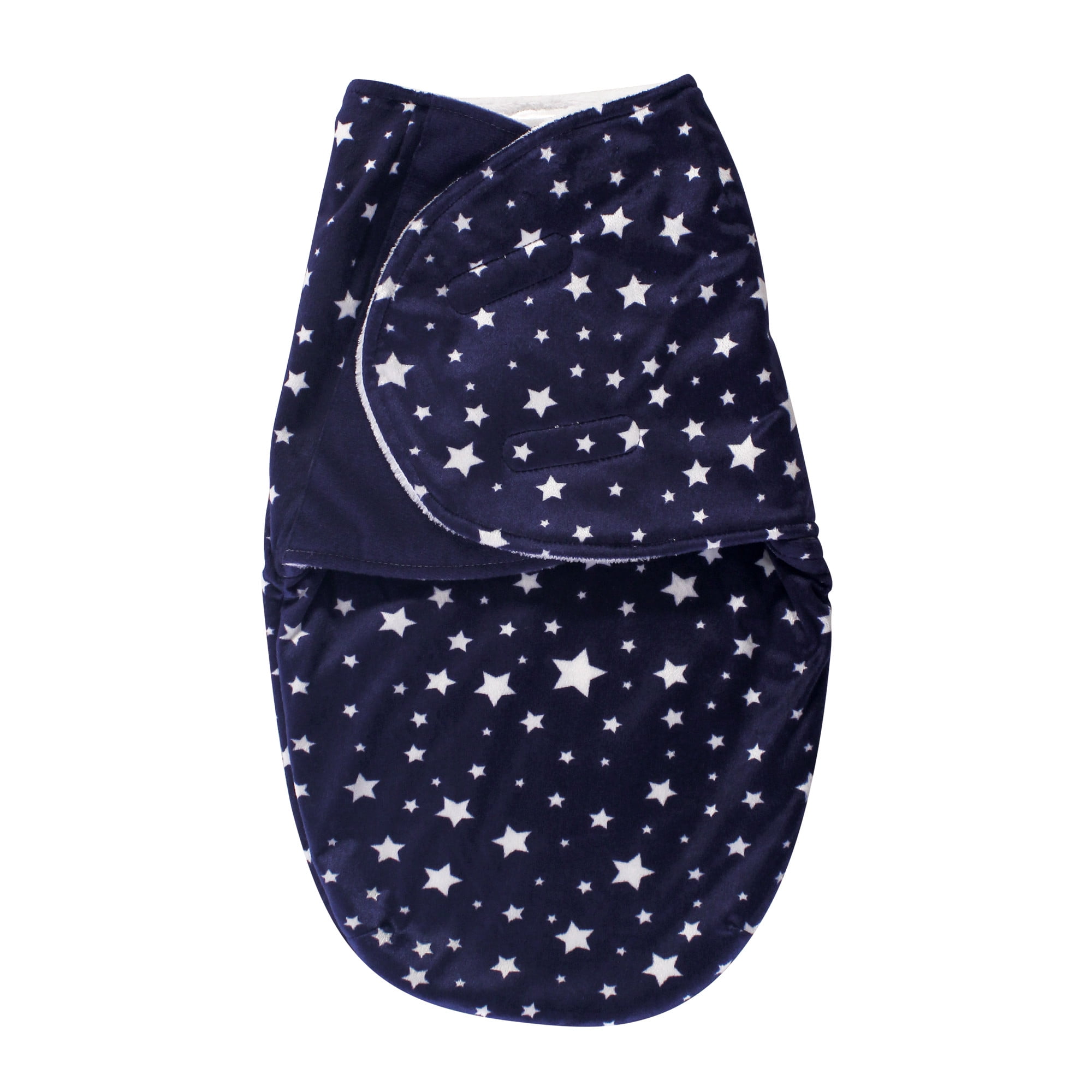 Hudson Baby Unisex Baby Plush Swaddle Blanket Wrap - Navy Star 0-3 Months
