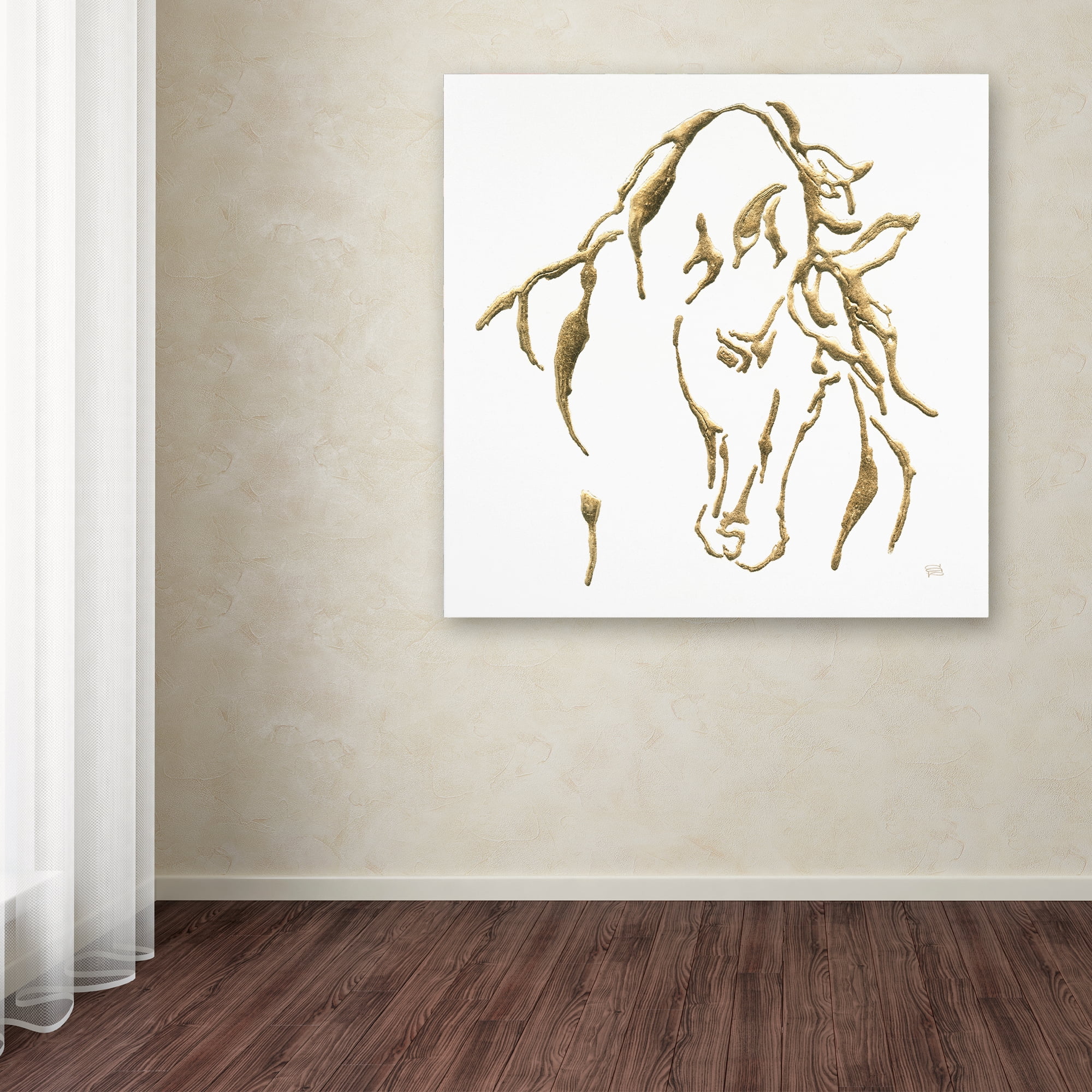 Trademark Fine Art 'Gilded Stallion on White' Canvas Art by Chris Paschke