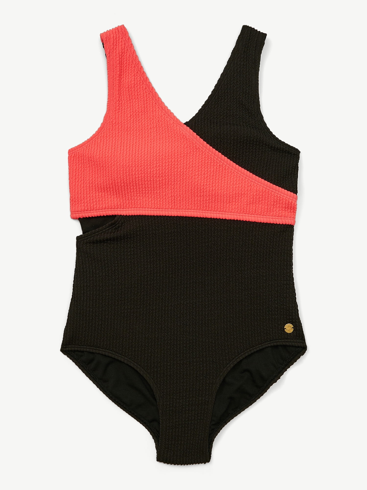 Justice Girls One Piece Color Block Wrap Swimsuit, sizes XS-XL