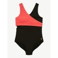 thumbnail image 4 of Justice Girls One Piece Color Block Wrap Swimsuit, sizes XS-XL, 4 of 6
