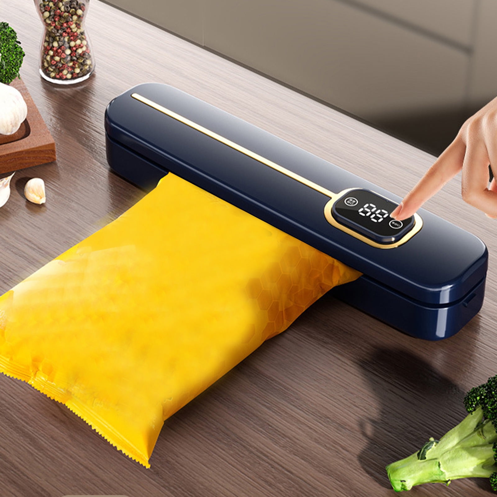 Taotanxi Vacuum Sealer Machine, Ultra Compact & Fully Automatic With Built-In Cutter, 85Kpa High-Performance Food Vacuum Sealer, Dry & Moist Modes, 12-Inch Enhanced Seal Strip,Blue